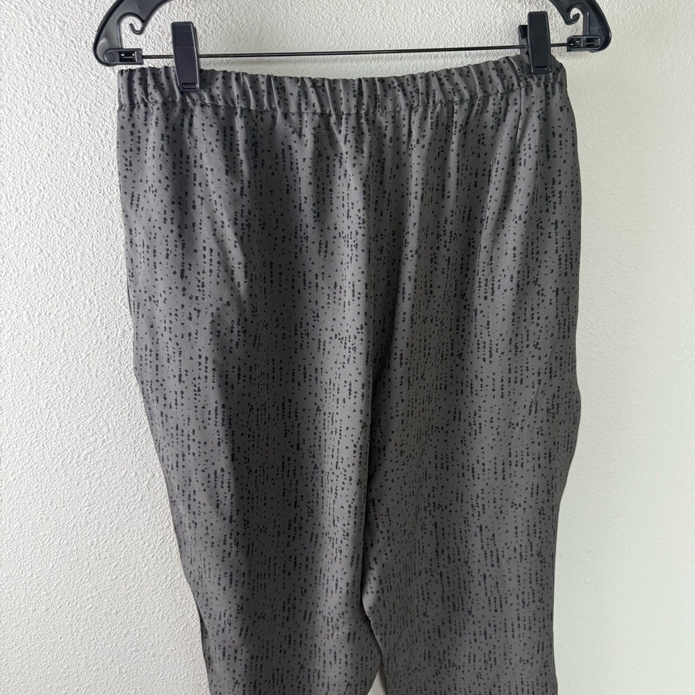 Eileen Fisher Bark Silk Crepe Slouchy Pant Gray Confetti Printed Women’s Large - Picture 9 of 12